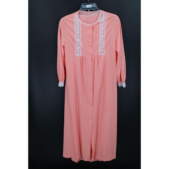 Vintage Gossard Artemis night gown and robe women's size small Peach With White - Picture 1 of 12
